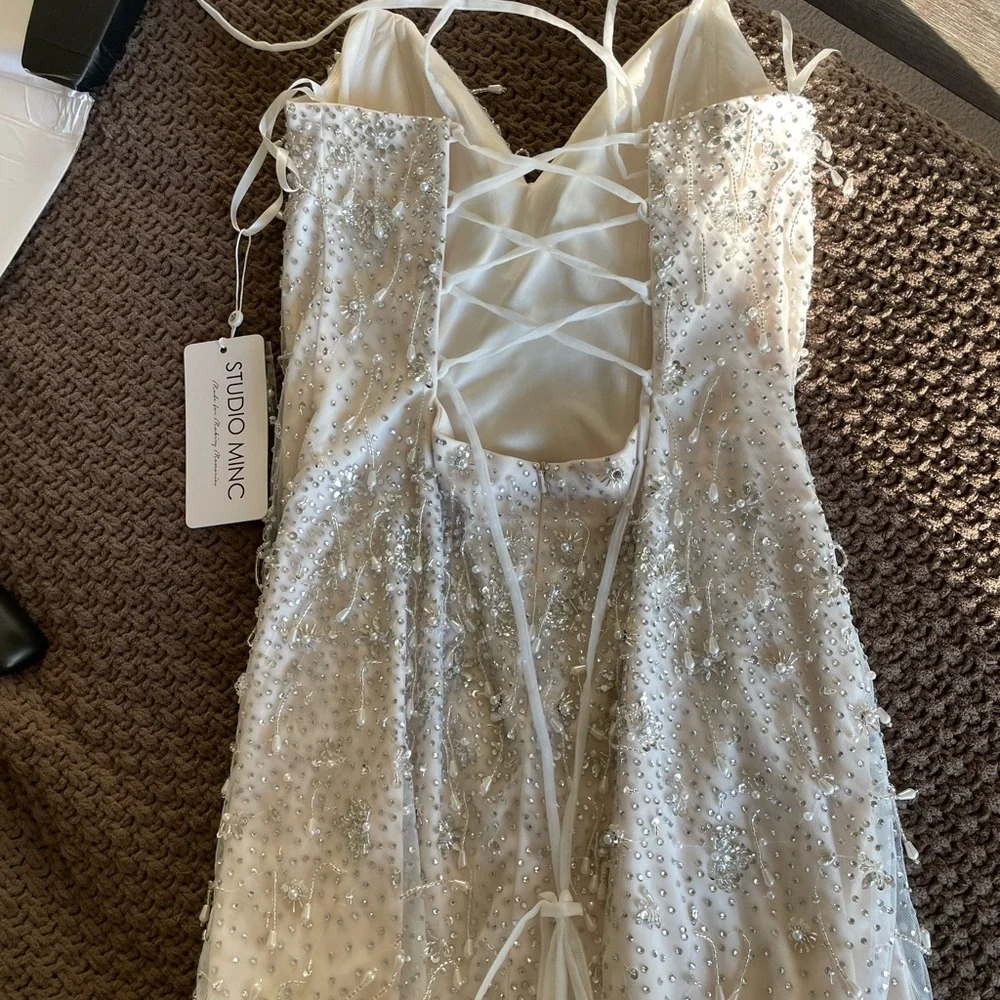 IVORY PEARL BRIDAL MINI DRESS - Picture 5 of 5